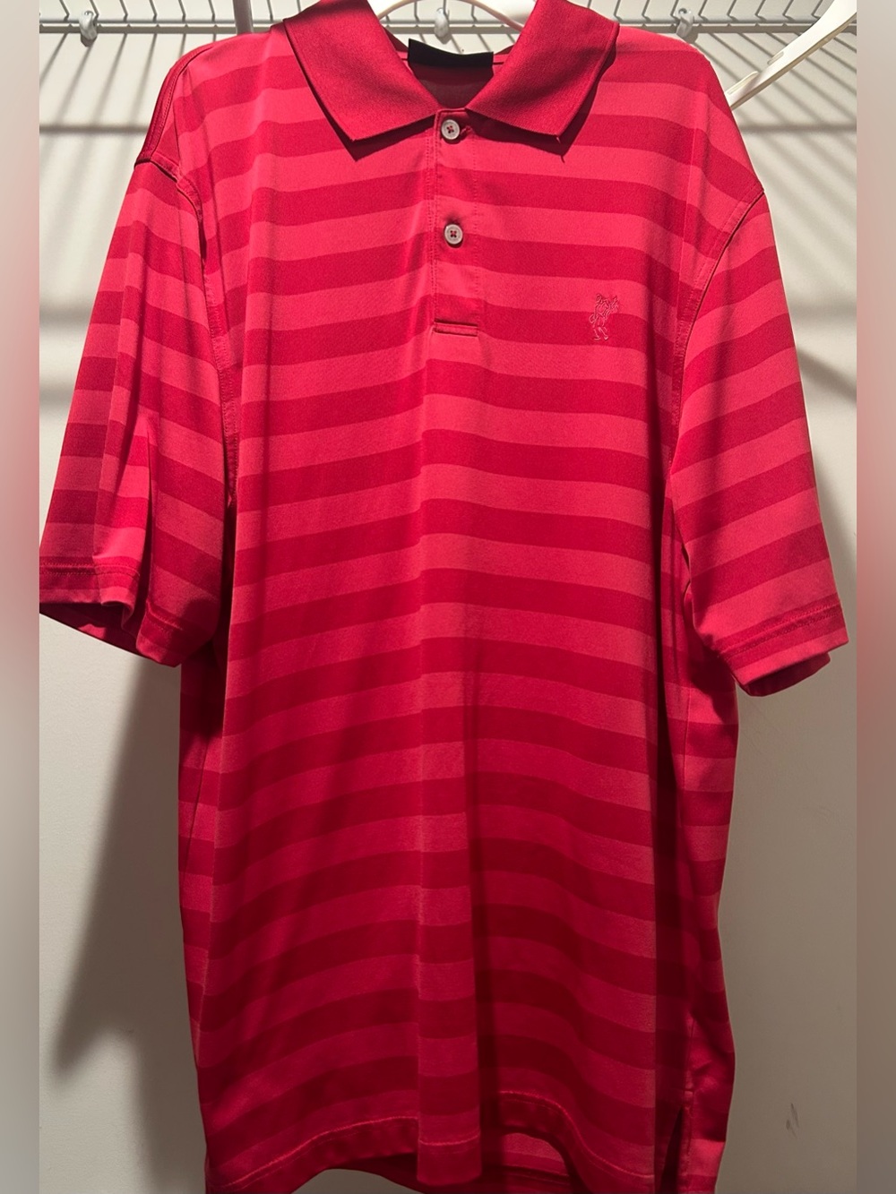 Ashworth Red Striped Golf Polo Shirt